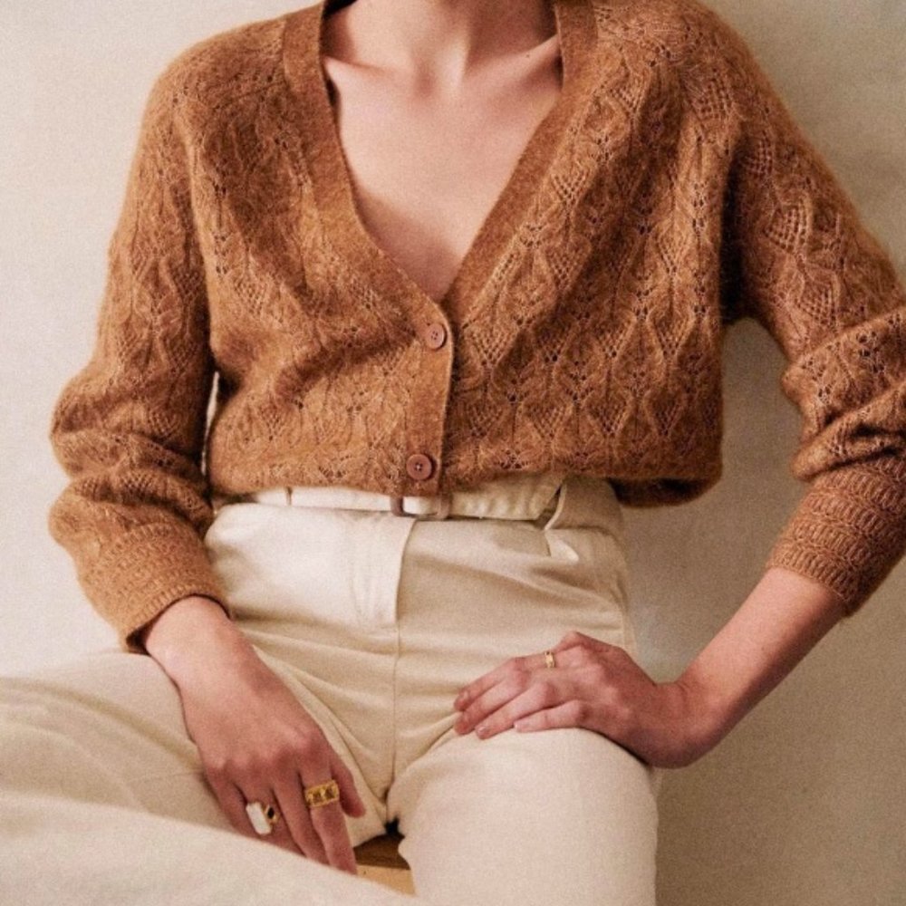Sezane Marlow Jumper: Camel/Brown Cardigan